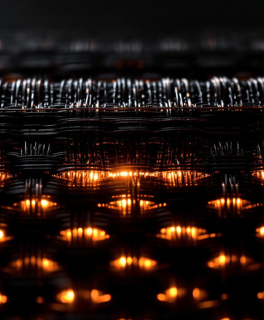 Copper threads woven into a precise fabric — structuring